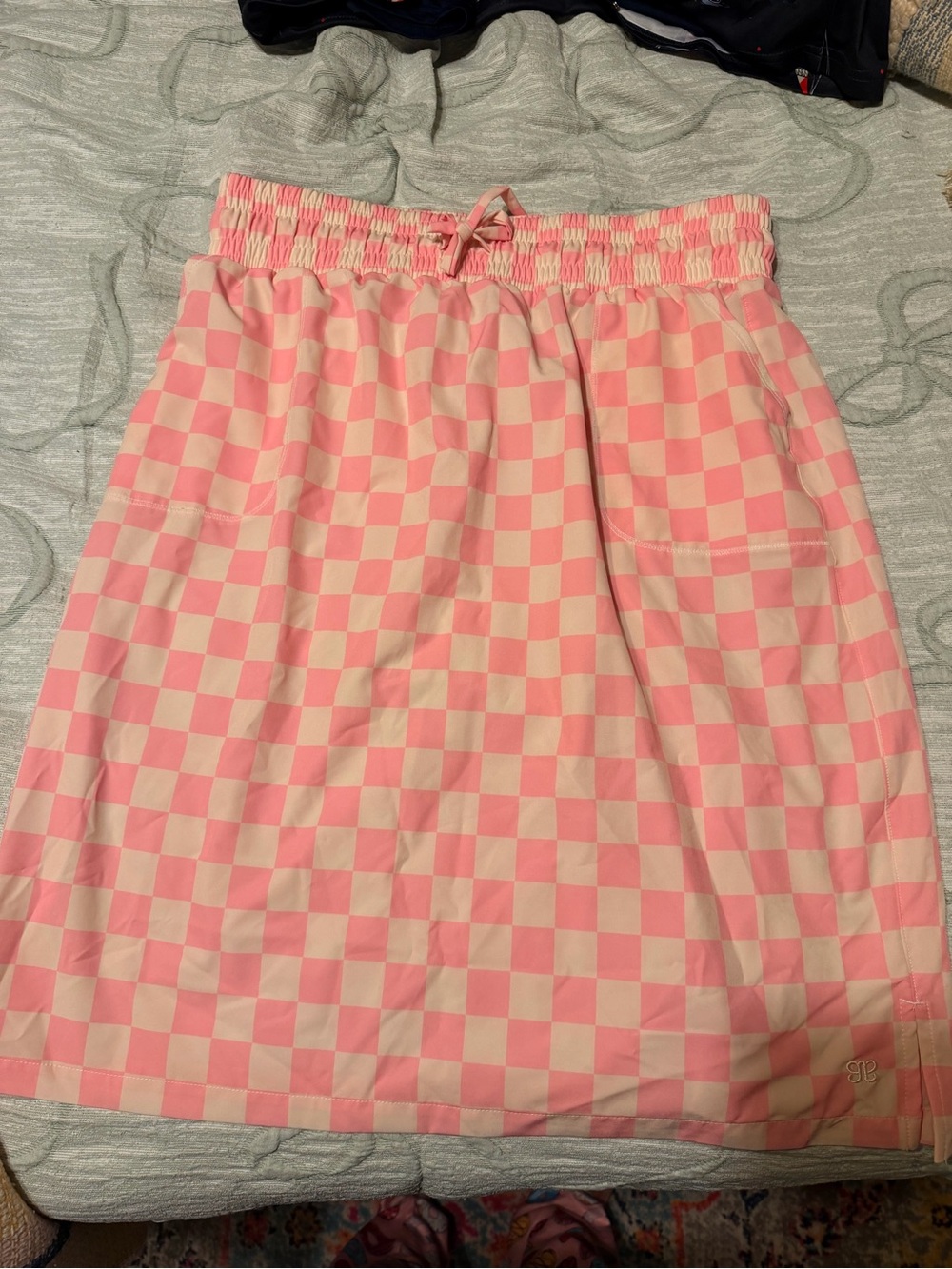Albion fit Pink Checkered Elastic-Waist Women's Skirt size large tall